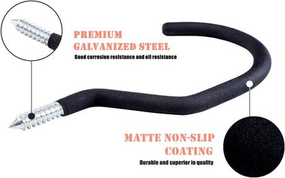 Bike Hooks - Pack of 4 Durable Garage Bike Hangers | Easy Off Wall Mount Storage Solution