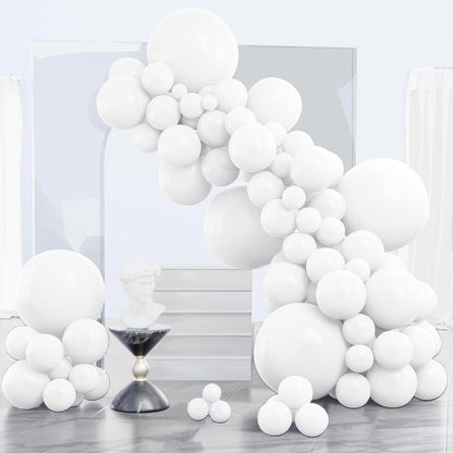 PartyWoo White and Gold Balloons - 140 Pcs in Various Sizes for Weddings, Showers, and Celebrations