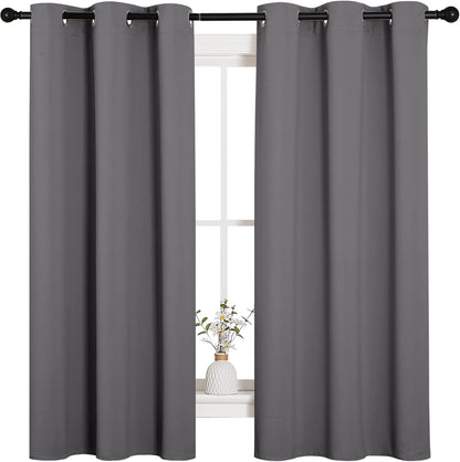 NICETOWN Blackout Curtains - Thermal Insulated Grommet Design for Bedroom | 2 Panels, Grey (W42 x L63-Inch)