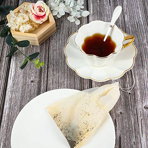 200 Pcs Tea Filter Bag Empty Loose Leaf Tea Bags Disposable Coffee Filter Bag Drawstring Filter Bags for Tea and Coffee 4 x 6 Inches