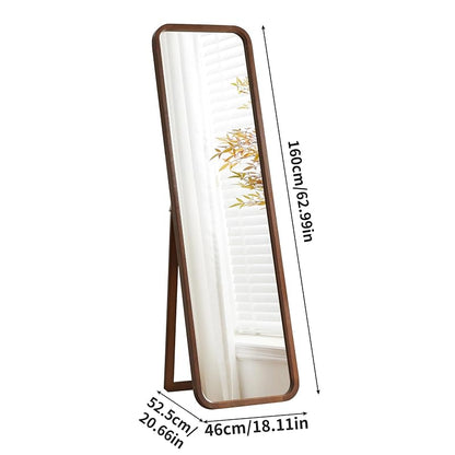 Brown 63" x 18" Wood Full-Length Mirror – Freestanding Floor Mirror with Stand