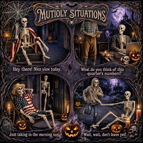 2 Pack 36-inch Halloween Skeleton Decorations with Movable Joints for Haunted Houses & Lawn Props - Human Bones