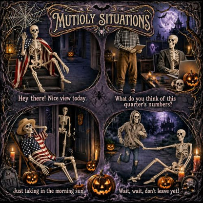 2 Pack 36-inch Halloween Skeleton Decorations with Movable Joints for Haunted Houses & Lawn Props - Human Bones