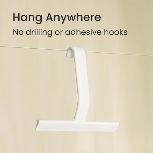 Dancemoon JustHang Shower Squeegee - Award-Winning Silicone Tool for Streak-Free Cleaning | 10-Inch White