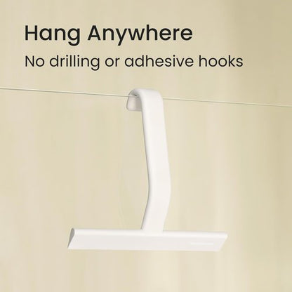 Dancemoon JustHang Shower Squeegee - Award-Winning Silicone Tool for Streak-Free Cleaning | 10-Inch White