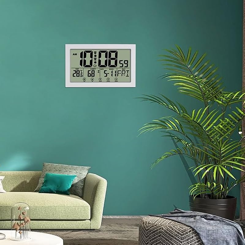 NEWMINDLTD Pronoia Atomic Clock with Indoor Temperature & Humidity - Self-Setting Digital Wall/Desk Clock, White