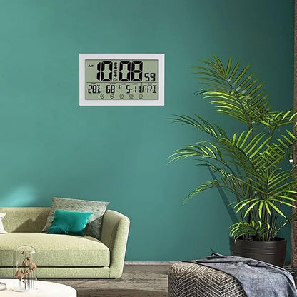 NEWMINDLTD Pronoia Atomic Clock with Indoor Temperature & Humidity - Self-Setting Digital Wall/Desk Clock, White