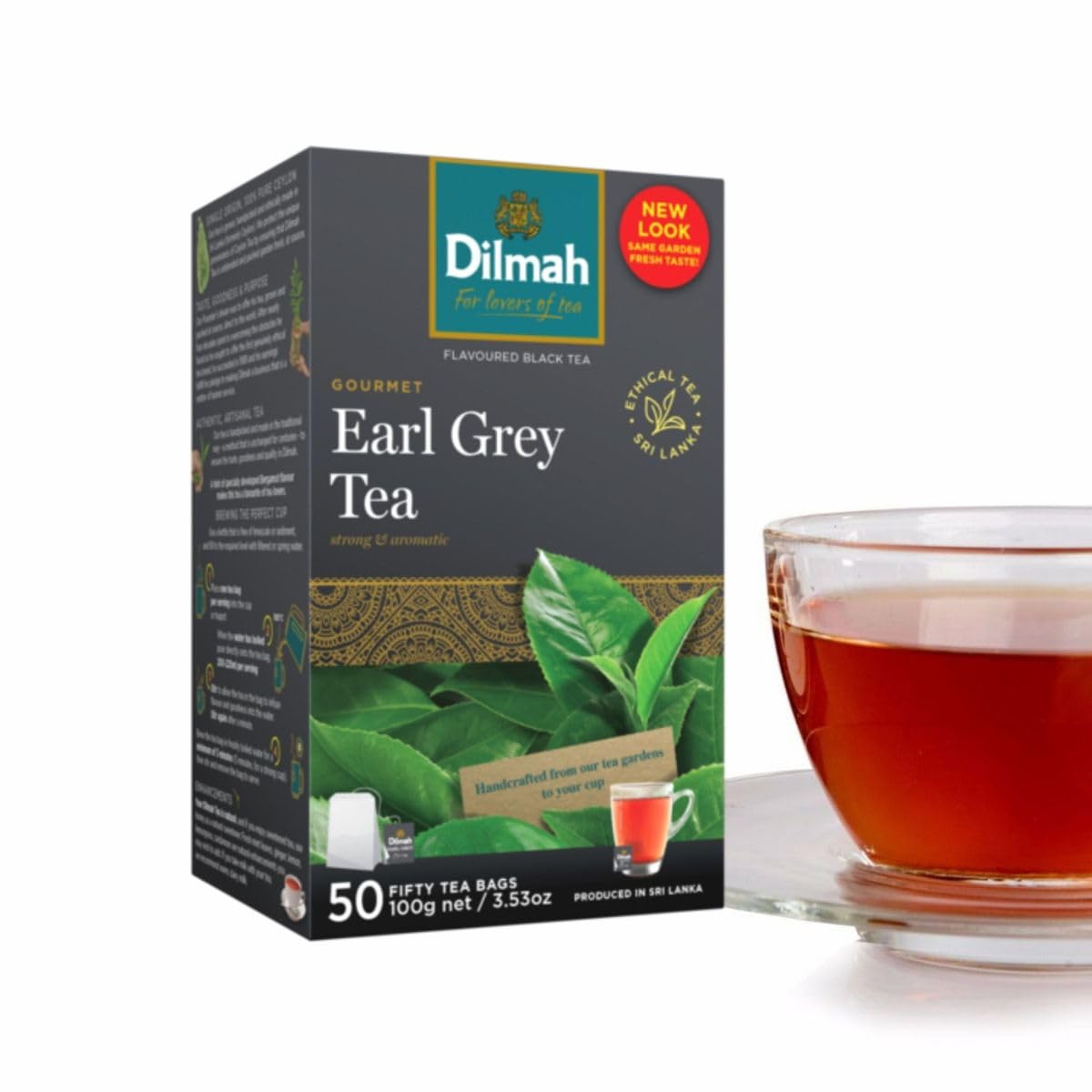 Dilmah Earl Grey - 50 String and Tag Tea Bags (Pack of 3)-Robust and bright Ceylon tea, gently fused with Bergamot flavour-Brew Hot Iced Tea