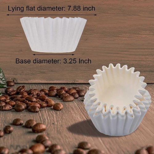 Coffee Filters | 8-12 Cup | 100 Count White Disposable Basket Filters - 7.875 Inch x 3.25 Inch
