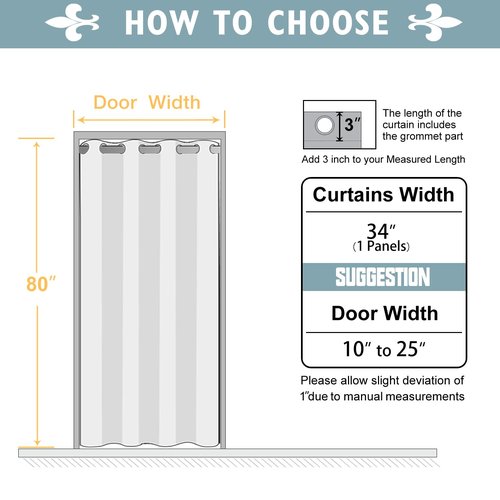 ChrisDowa Blackout Door Curtains for Doorway Privacy, Grommet Closet Curtains for Bedroom Closet Door, Thermal Insulated Temporary Doorway Cover Room Divider Drapes (1 Panel, Dark Grey, 34 x 80 Inch)