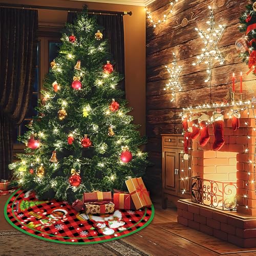 Black Santa Tree Skirt - African American Christmas Decorations 48 Inch