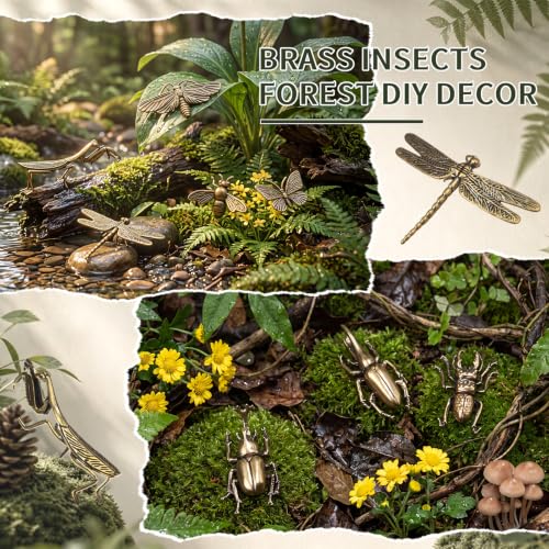 8 PCS Brass Insect Figurines Set - Animal Miniatures for Home Decor & Collecting - Insects Variation