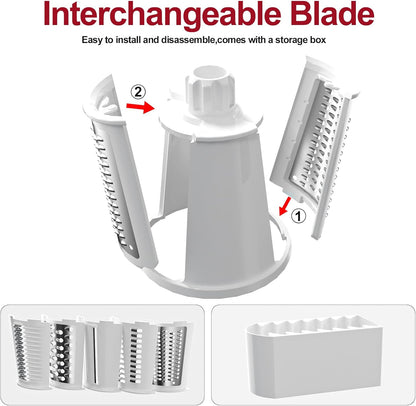 Ourokhome Cheese Grater - Crank Cheese Shredder & Mandoline Slicer with 5 Blades | Strong Suction Base, Black