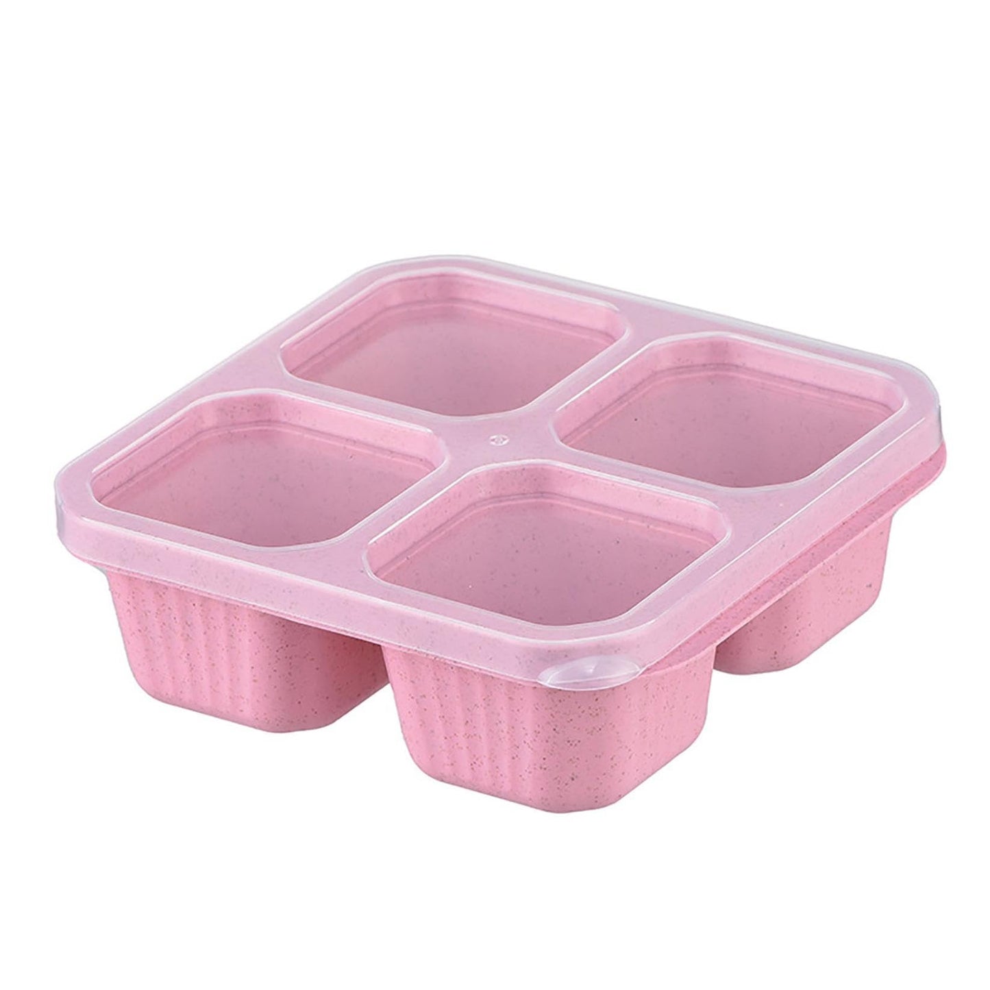 visdron Snack Box Container, Reusable Bento Snack Box with 4 Compartments, 1PC Portable Meal Prep Lunch Containers Divided Food Storage Containers for Kids & Adults (Pink)