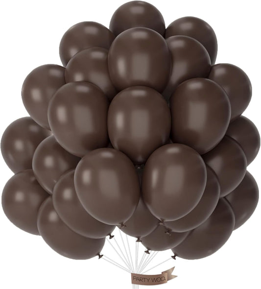 PartyWoo Dark Brown Balloons - 100pcs 12 Inch Boho Coffee Latex Helium Balloons for Fall Celebrations