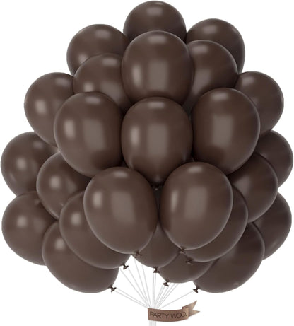 PartyWoo Dark Brown Balloons - 50pcs 12 Inch Latex Helium Balloons for Fall-Themed Celebrations