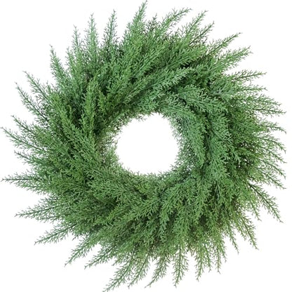24 Inch Artificial Cedar Cypress Christmas Wreath - Lush Holiday Decor