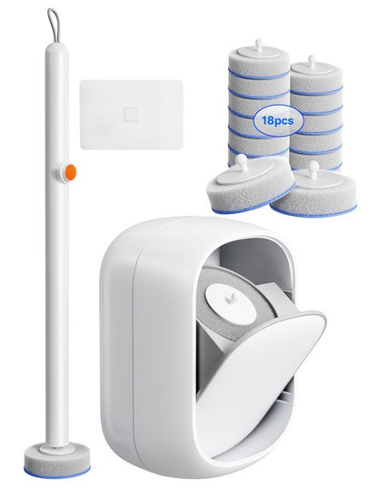 LFBEAR Disposable Toilet Cleaning System - Toilet Wand Kit with 18 High-Performance Refills, Wall Mounted Brush and Holder for Deep Cleaning Bathroom (Brush + 18 Refills)