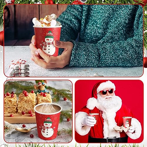 Christmas Paper Cups 9 Oz Snowman Style Pack of 200 - Hot Cold Drinks