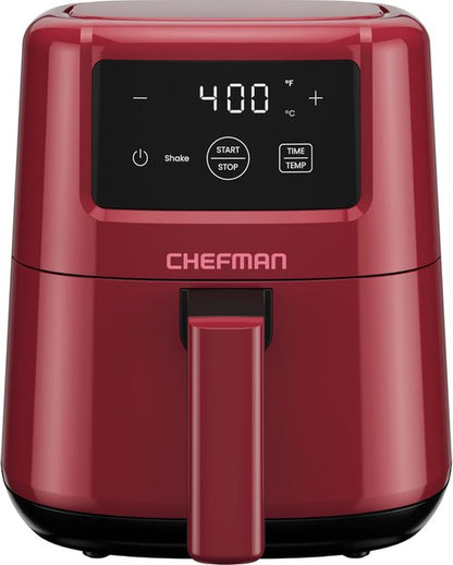 CHEFMAN 2 Qt Mini Air Fryer - Digital Compact Design with Nonstick Basket & Timer | Quick Meals in Red