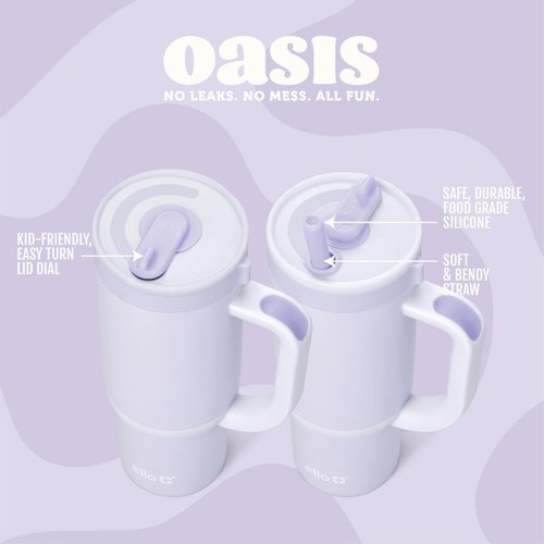 Ello Oasis 14oz Stainless Steel Toddler Tumbler - Leakproof, Insulated, BPA-Free | Purple Swirl