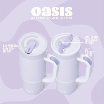 Ello Oasis 14oz Stainless Steel Toddler Tumbler - Leakproof, Insulated, BPA-Free | Purple Swirl