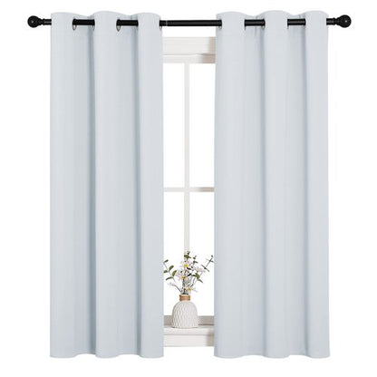NICETOWN Room Darkening Curtain Panels for Bedroom, Easy-Care Solid Thermal Insulated Grommet Room Darkening Draperies/Drapes (Greyish White, 2 Panels, 34 by 54)