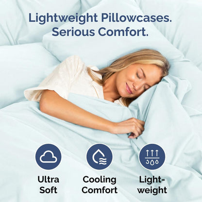 Skiennix Body Pillowcases Set of 4 | Soft, Breathable 20x54 Long Pillow Covers - Machine Washable, Fade-Free (Ice Blue)