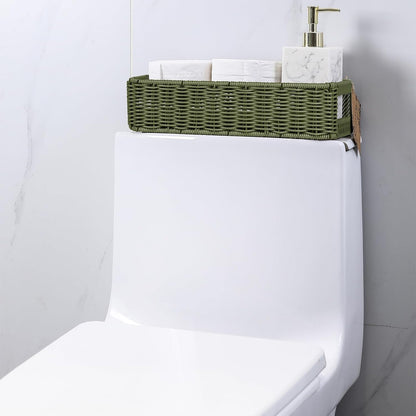 Regine Switzerland Wicker Storage Basket - Green Decorative Bin for Countertops & Shelves | Waterproof Toilet Paper Holder