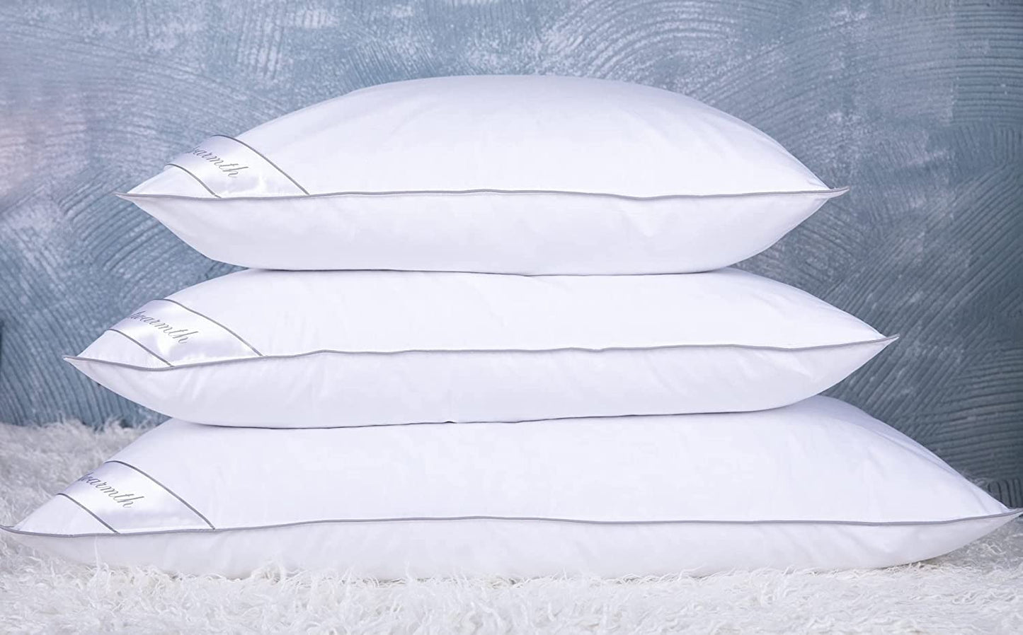 Eastwarmth Set of 2 Goose Feather Down Cooling Pillow for Back, Stomach or Side Sleepers 2 Pack,100% Cotton Cover Standard Size(20X26IN) Gussted White