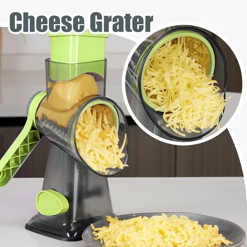 KEOUKE Rotary Cheese Grater - Hand Crank Shredder with 3 Stainless Steel Blades | Safe & Labor-Saving Kitchen Tool
