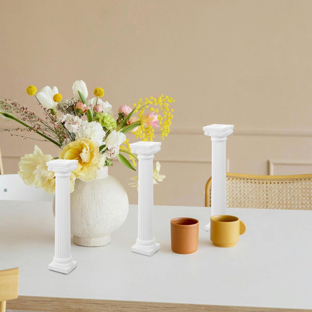 Roman Column Decorating Set - White Mini Columns for Home Décor & Photography Props | Nordic Classic Design