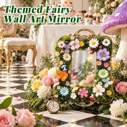 Enchanted Forest Wall Mirror Handmade Moss Fairy Decor