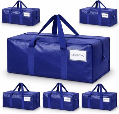 Extra Heavy Duty Moving Bags by [Brand Name] - Sturdy Storage Totes with Strong Zipper & Comfortable Handles - Large Dark Blue Bags for Clothes & Dorm Organization