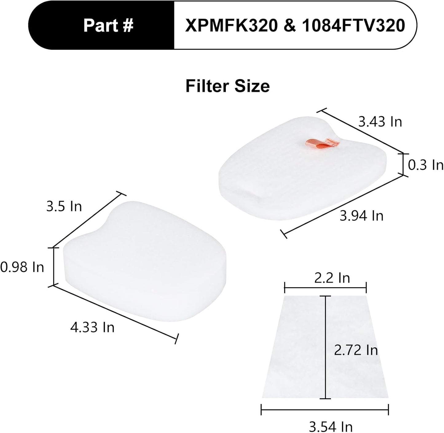 Shark HV370 Filter - Compatible Replacement for HV370, HV371, HV322 & More - 4 Sets Included