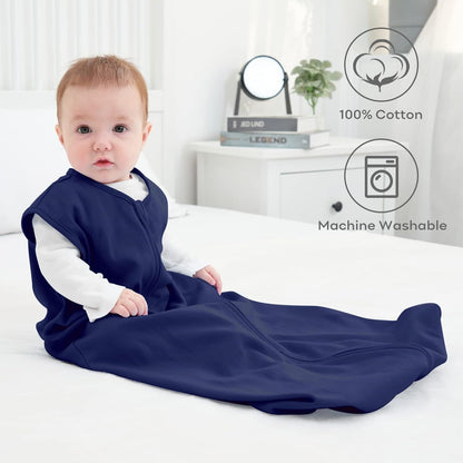 Yoofoss Baby Sleep Sack - 100% Organic Cotton Wearable Blanket | 0-6 Months, 2-Way Zipper, 3 Pack