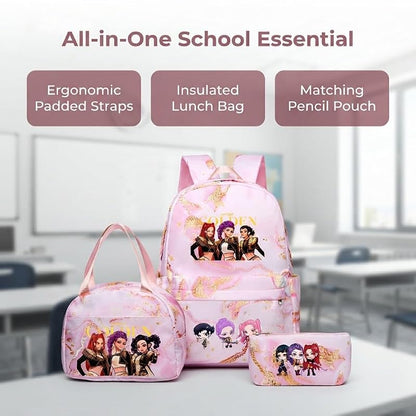 3 in 1 Cartoon Pattern Large-Capacity Backpack Set for Kids