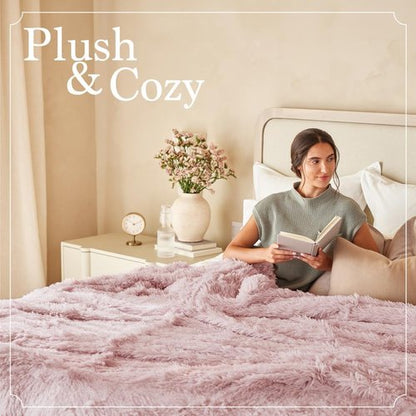 Connecticut Home Co Throw Blanket - Soft Fluffy Cozy Decor | 65x50 Cream Shag & Sherpa