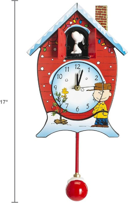 Mark Feldstein Peanuts Cuckoo Clock - Linus and Lucy Song, 17-Inch Red Design