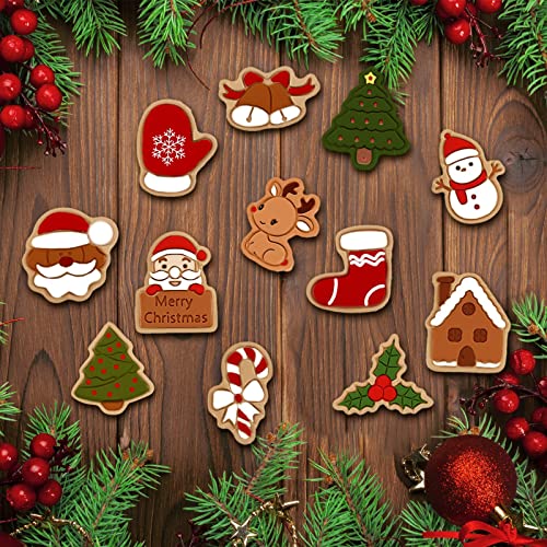 Christmas Cookie Stamps 24-Piece Gingerbread Cookie Cutters with Santa Elk Snowman Shapes