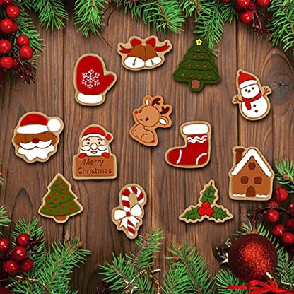 Christmas Cookie Stamps 24-Piece Gingerbread Cookie Cutters with Santa Elk Snowman Shapes