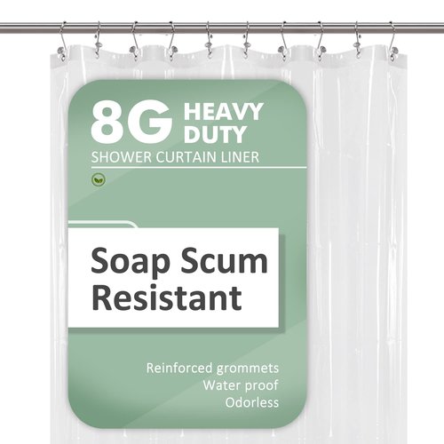 54x78 Inch Stall Shower Curtain/Liner 8G Heavy Duty Clear PEVA, 3 Bottom Magnets, Waterproof, PVC Free, Metal Grommets