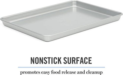 Martha Stewart Gallen Nonstick Carbon Steel Cookie Sheet - 13x9 Inch Durable Silver Baking Pan for Cookies & Brownies