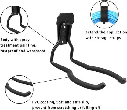 Juformin Weedeater Hanger - String Trimmer Rack for Garage Wall | 4 Durable Utility Hooks in Black