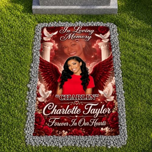 Personalized Memorial Grave Blanket with Photo, Name & Date - Style-18