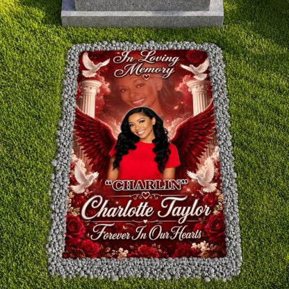 Personalized Memorial Grave Blanket with Photo, Name & Date - Style-18