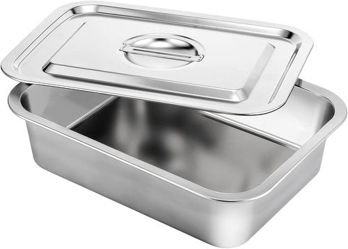 Funnymoom Deep Lasagna Baking Pan Set - Large 11 x 14.2 Inch Nonstick Stainless Steel with Lid | 7.4 Qt Capacity