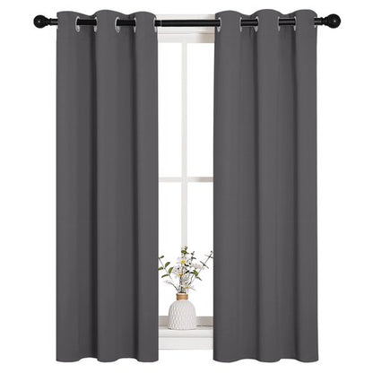 NICETOWN Grey Blackout Curtain Panels for Bedroom, Thermal Insulated Grommet Top Blackout Draperies and Drapes (2 Panels, W29 x L45 inches, Grey)