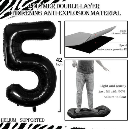 GOER 50th Birthday Balloons - 42 Inch Jumbo Black Foil Helium Decorations for Anniversary Celebrations