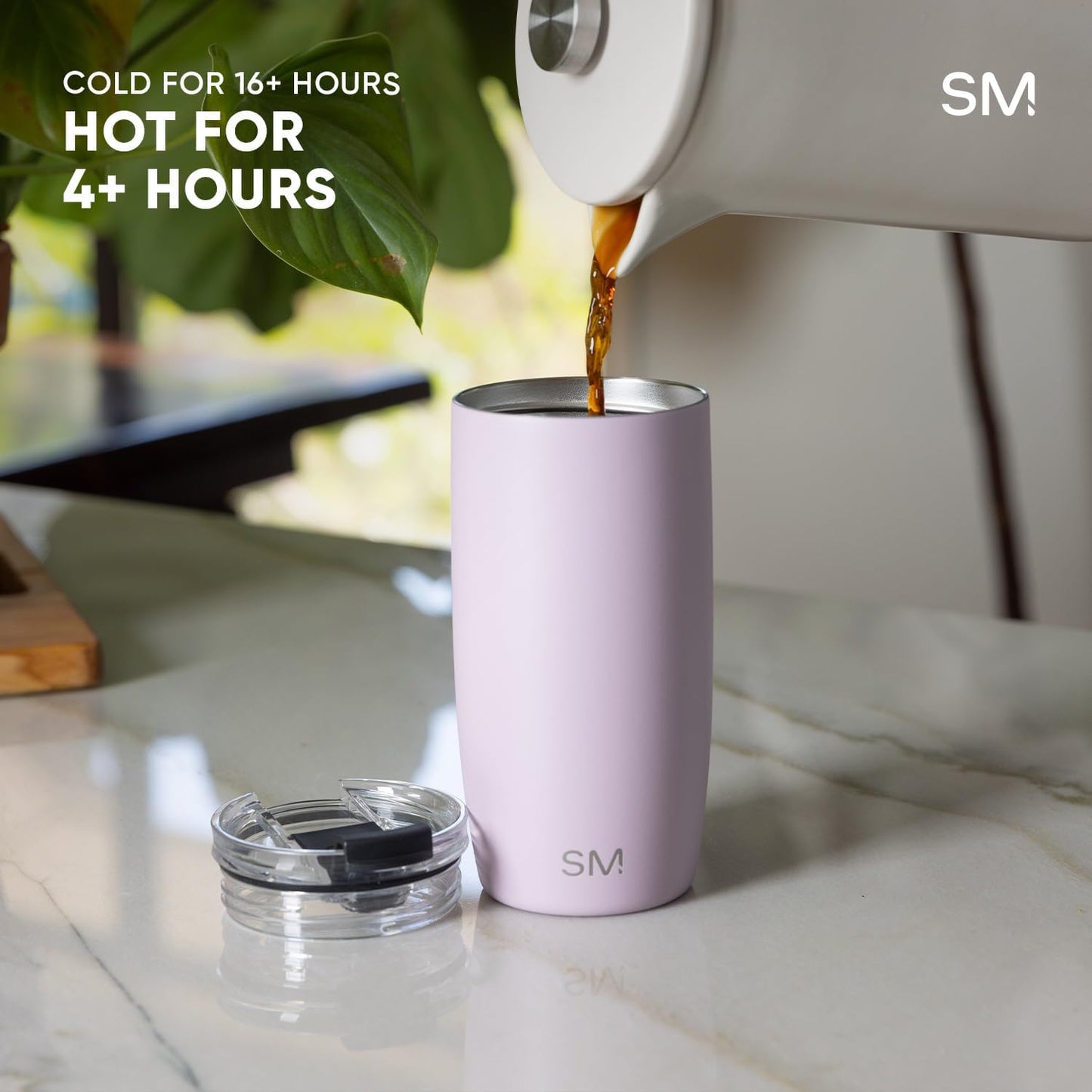 Simple Modern Voyager Tumbler - Insulated Stainless Steel Travel Mug with Flip Lid | 16oz Almond Birch